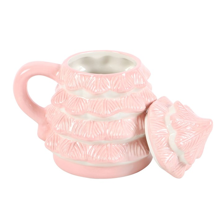Blush Pink Christmas Tree Mug with Lid