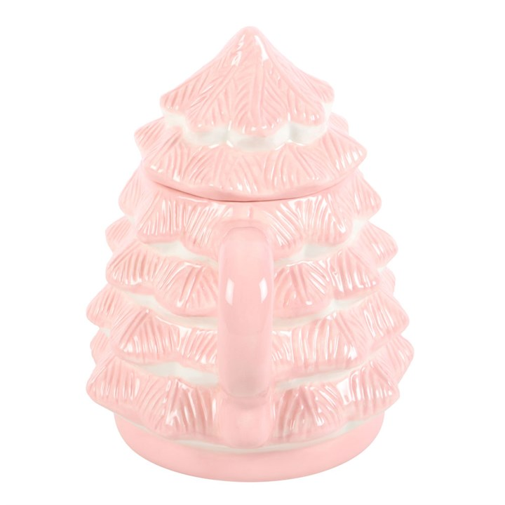 Blush Pink Christmas Tree Mug with Lid