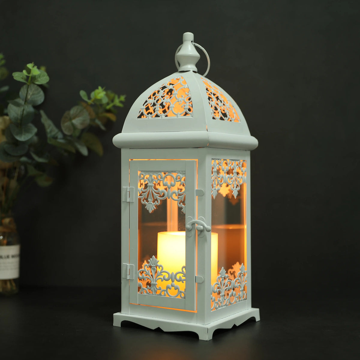 Ornate White Candle Lantern