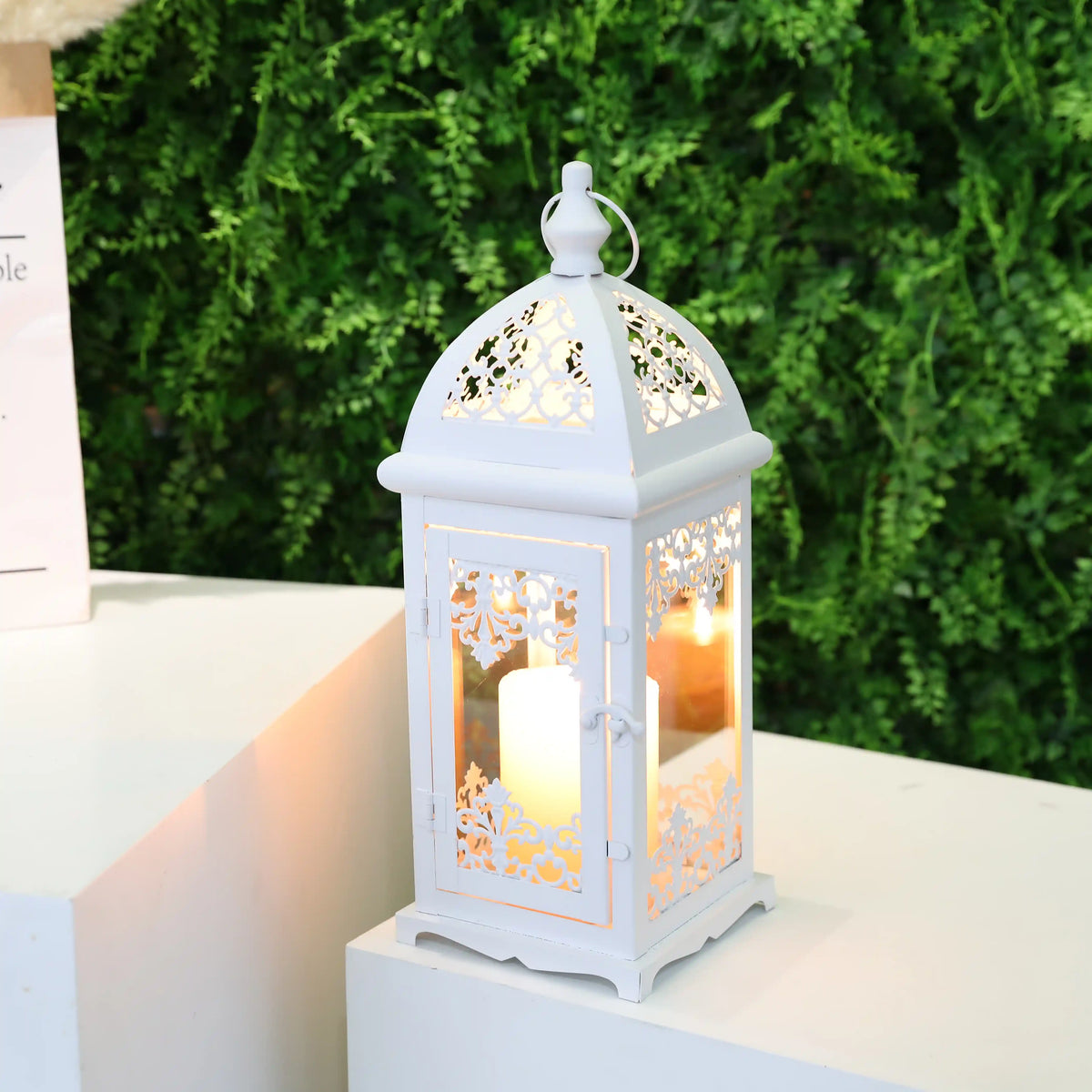 Ornate White Candle Lantern