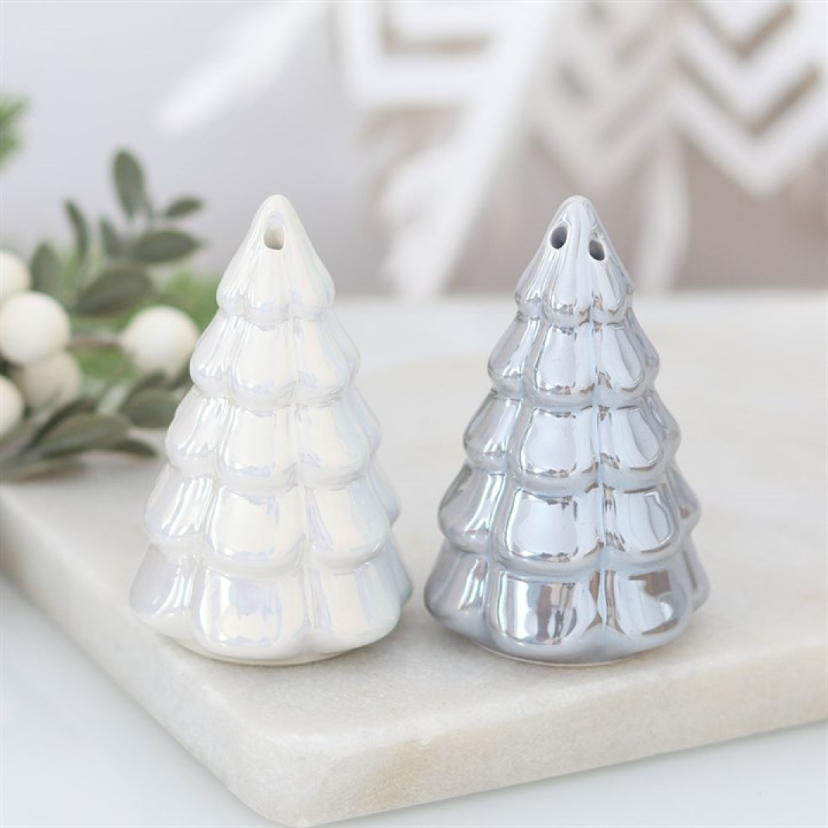 Iridescent Christmas Tree Salt and Pepper Shakers | Set of 2